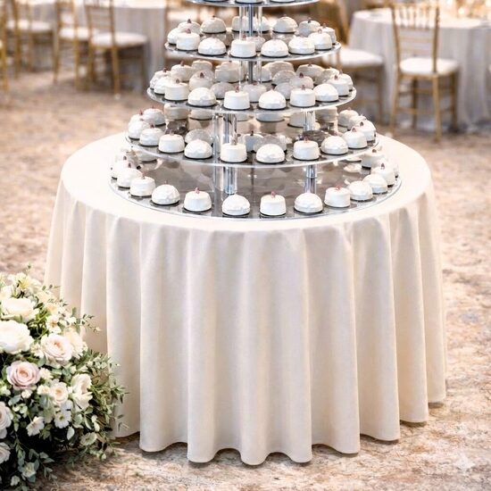 Galds statīvam ar baltu galdautu